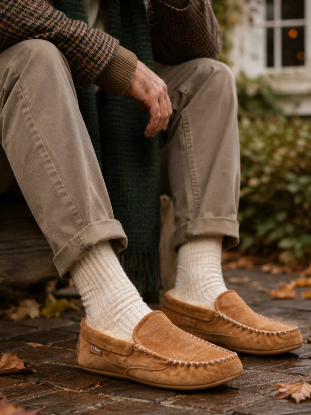 LL Bean Mens 8 Wicked Good Cozy Fall Slip On Loafer Slippers Venetian Brown